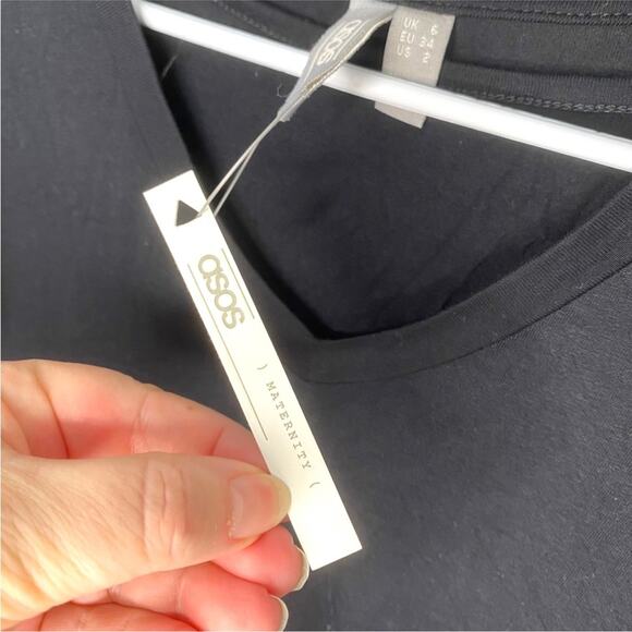 ASOS Maternity v-neck oversized top with tank Nursing ? black, US 2 NWT NEW - Picture 4 of 6